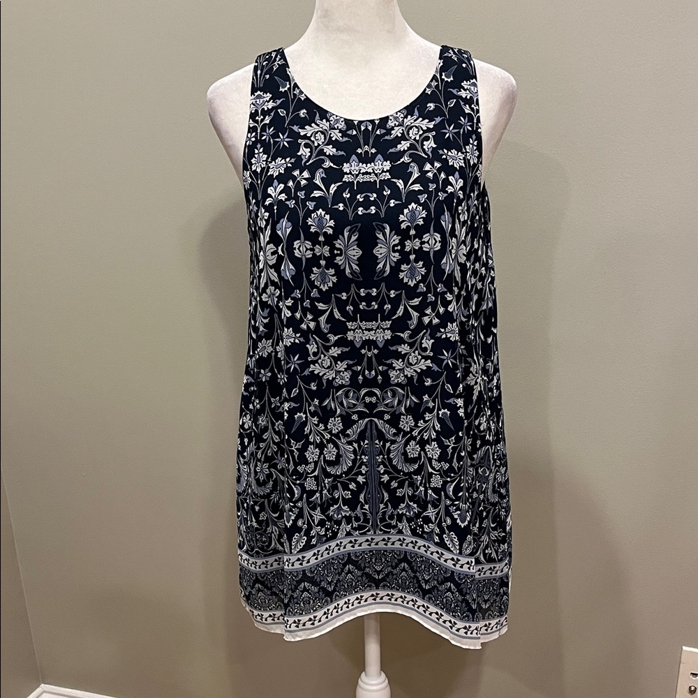 Max Studio Sleeveless Floral Blue Blouse